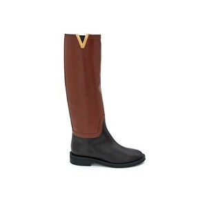 Via Roma 15 Two-Tone Knee-High Boots With Gold Accent - NWT